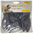 The GSD Metallic Black Birthday Balloons (12pcs) are uninflated, elegant decorations ideal for milestone celebrations or stylish parties.