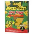 Mouse and rat lure traps packaging with green and red design