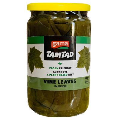 Gama - Tamtad Vine Leaves In Brine 680g by gama, labeled vegan-friendly, are perfect for dolma and ideal for anyone seeking authentic Mediterranean ingredients for a plant-based diet.