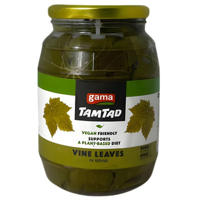 Gama Tamtad Vine Leaves In Brine 950g by gama are ideal for Mediterranean dishes and vegan dolmas, supporting a plant-based diet.