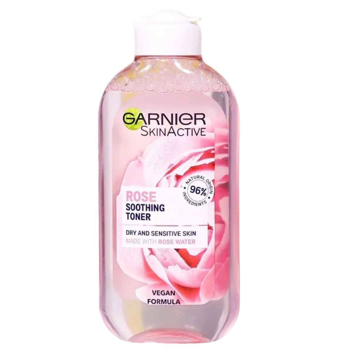 Garnier SkinActive Rose Soothing Toner bottle on a white background