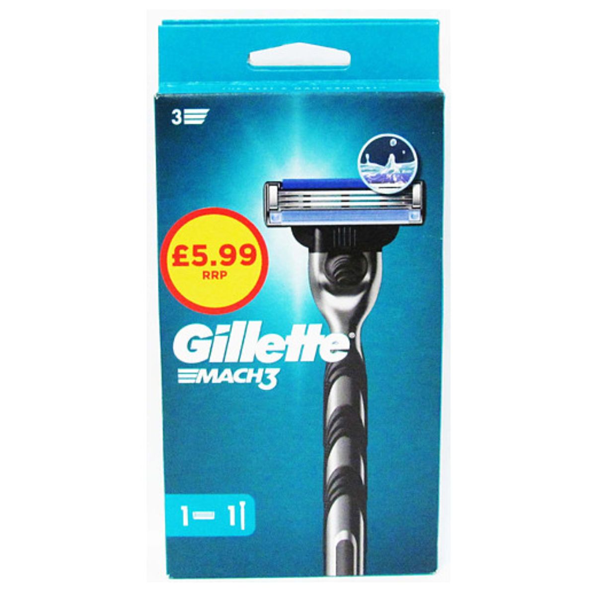 Gillette - Mach 3 Razor - 1pcs shaver in packaging.