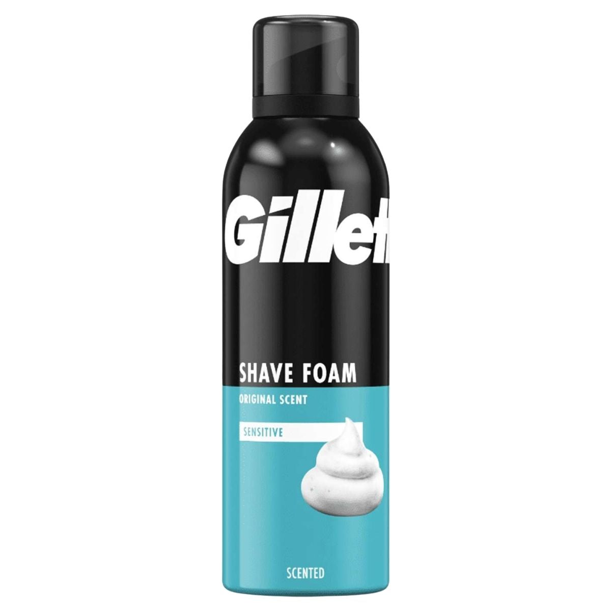Gillette shave foam 200ml can on a white background