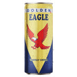 The Golden Eagle - Energy Drink - 250ml can showcases a bold red eagle logo on a vibrant yellow and blue backdrop, offering an invigorating energy boost enriched with essential vitamins and minerals.