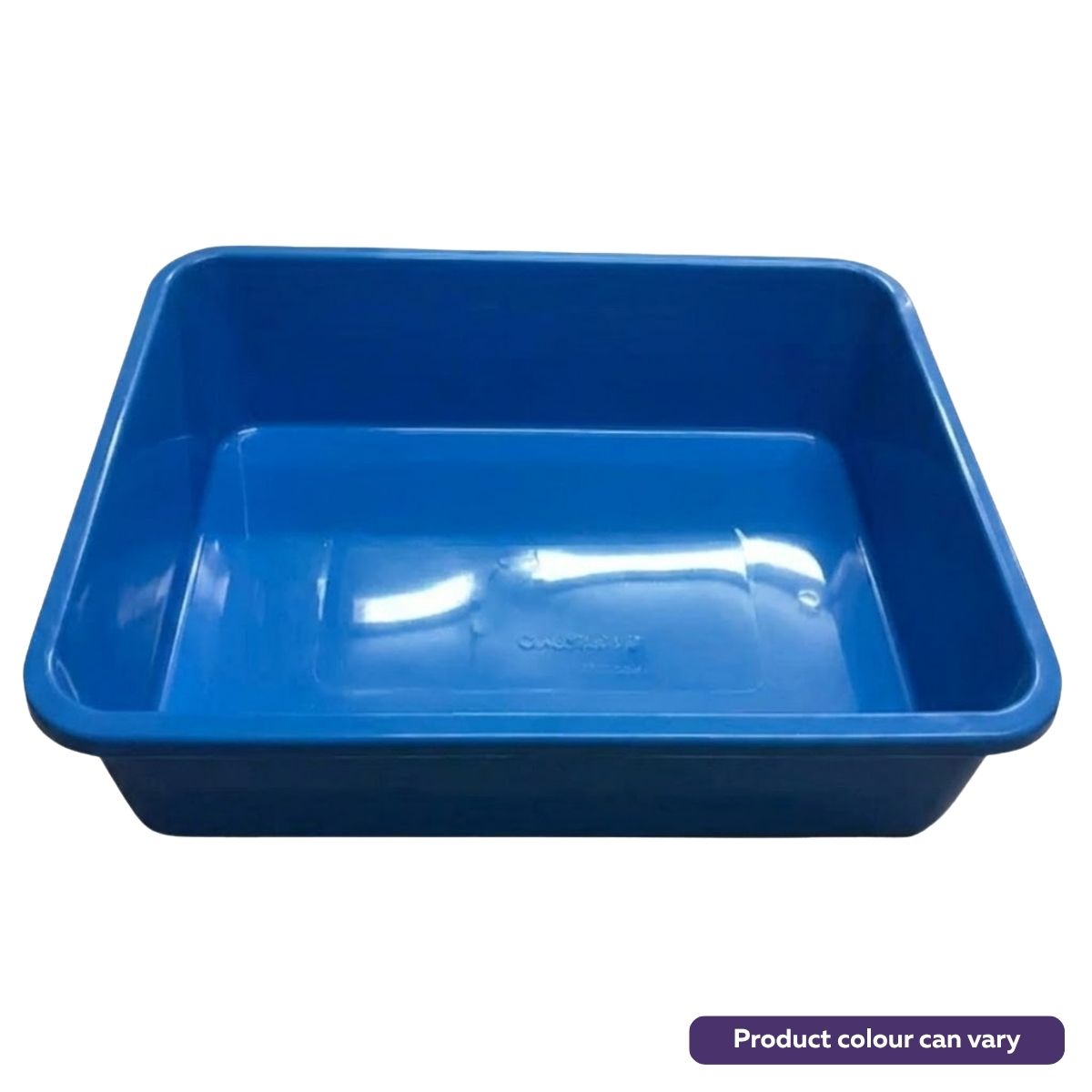 The Hak Plastik Multipurpose Plastic Tray (No: 4) by Hak Plastik is a rectangular blue tray with raised sides and a flat base, shown from above. A corner label indicates that the product color may vary.