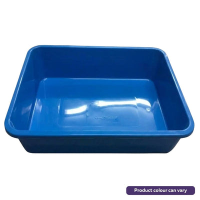 The Hak Plastik Multipurpose Plastic Tray (No: 4) by Hak Plastik is a rectangular blue tray with raised sides and a flat base, shown from above. A corner label indicates that the product color may vary.