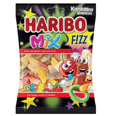 A 70g bag of Haribo Sour Mix, featuring colorful packaging and bursting with fruity, tangy flavors.