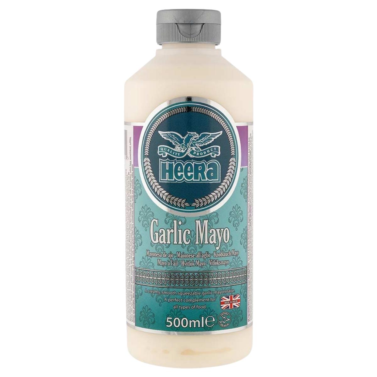 Bottle of Heera 500ml Garlic Mayo on a white background