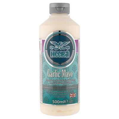Bottle of Heera 500ml Garlic Mayo on a white background