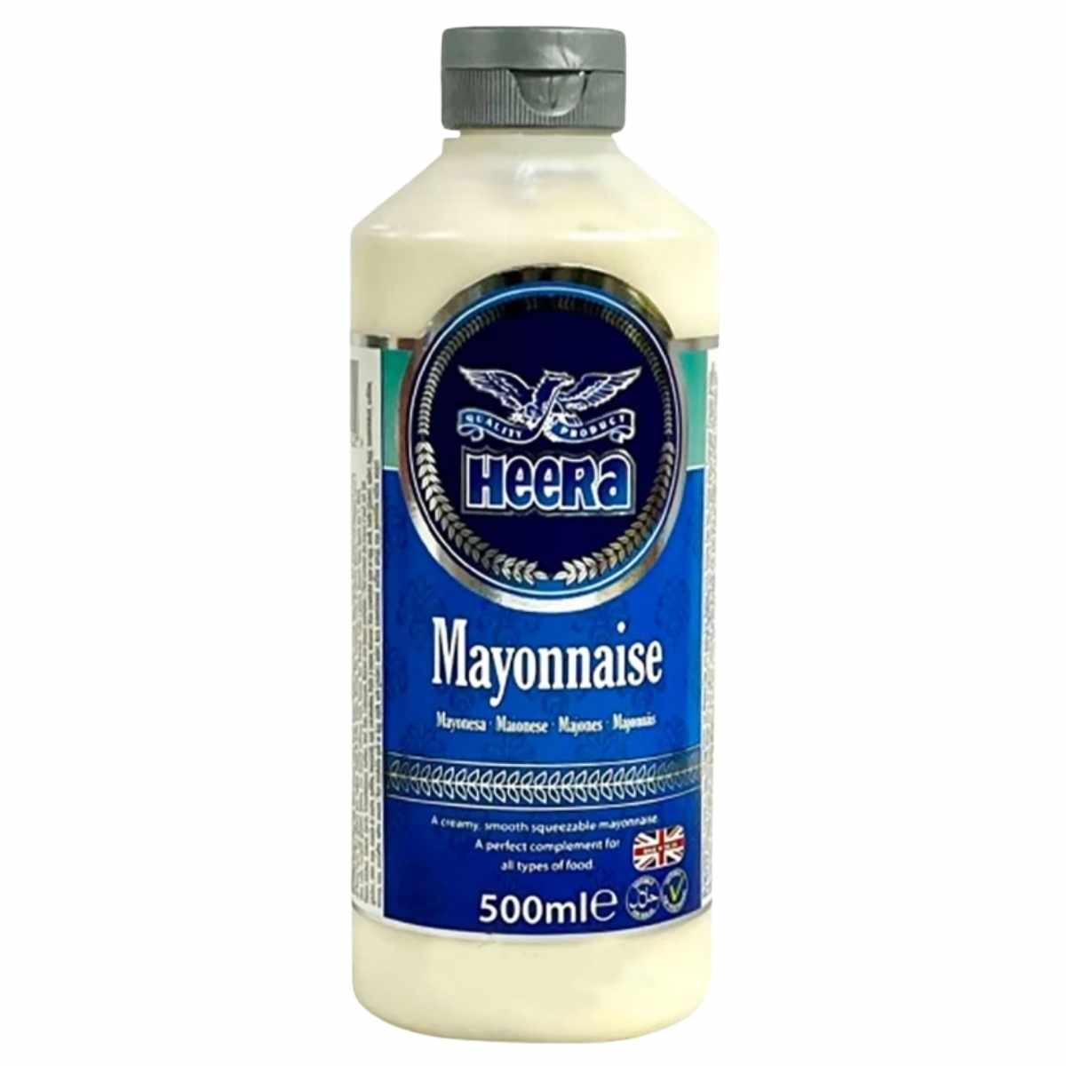 Bottle of Heera mayonnaise on a white background
