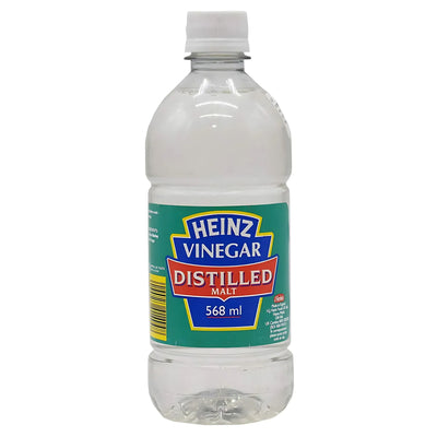 A 568g bottle of Heinz Vinegar Distilled Malt, great for pickling or adding a tangy kick to your favorite dishes.
