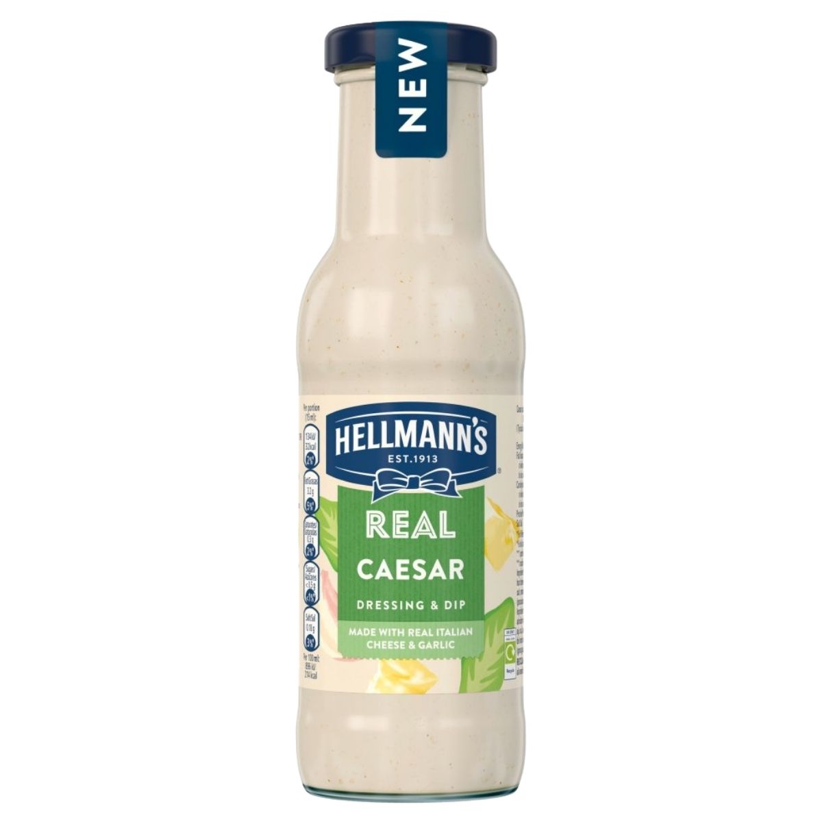 Hellmann's Real Caesar dressing bottle on a white background