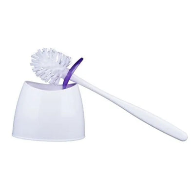 The Zambak Inci Toilet Brush features a round bristle head and comes with a matching white plastic holder.