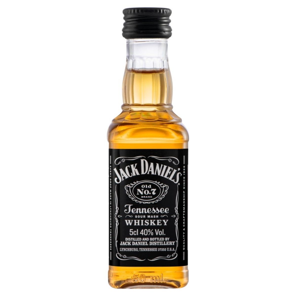 Jack Daniel's - Old No. 7 Tennessee Whiskey, featuring a black label and containing 50ml with an alcohol volume of 40%.