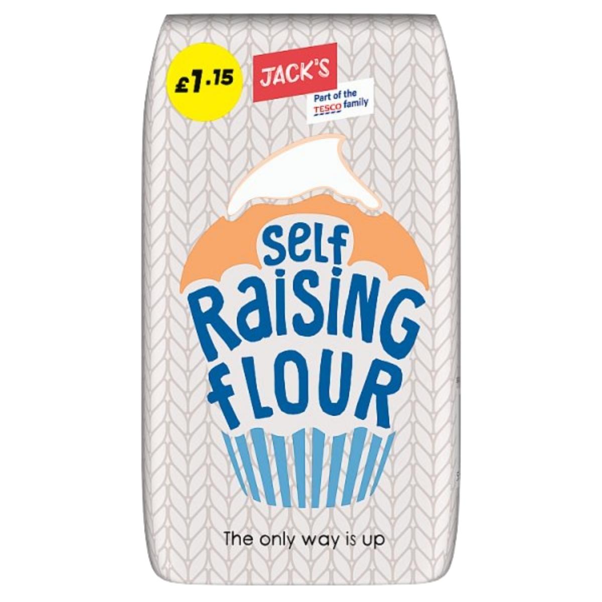 Bag of Jack's self-raising flour with branding on a white background
