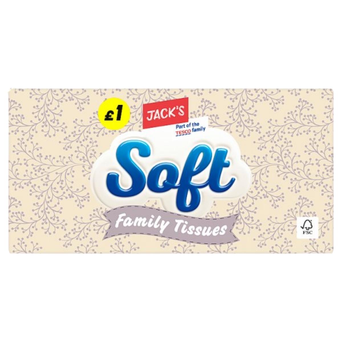 Pack of Jack's Soft Family Tissues on a white background