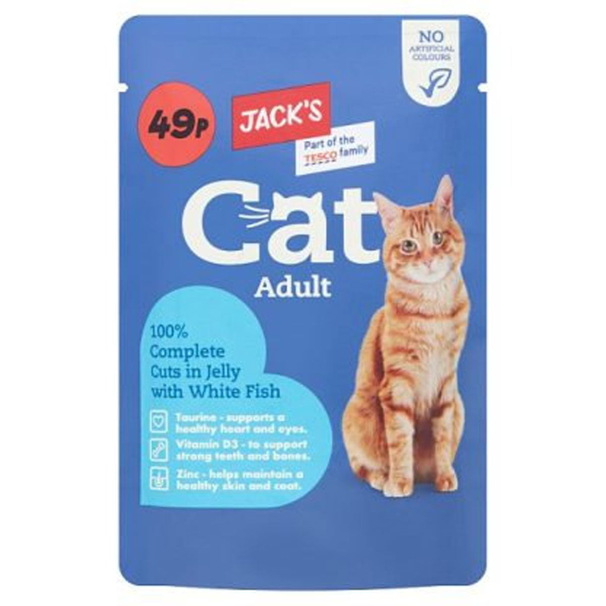 Jacks - Adult Complete Cuts in Jelly with White Fish - 100g cat food pouch.