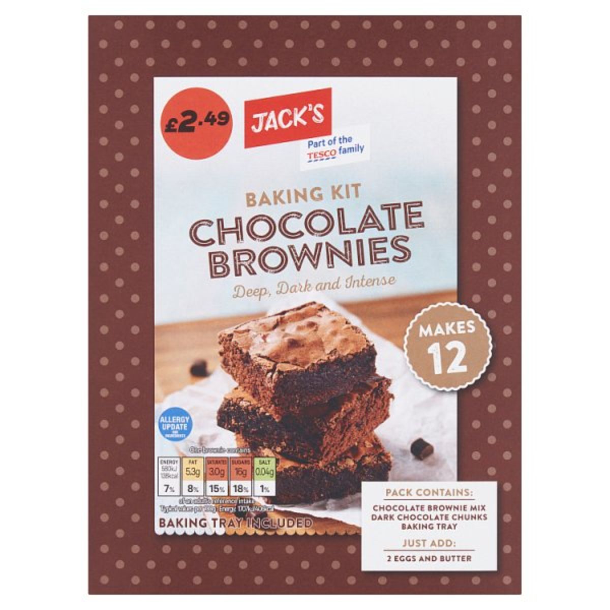 A box of Jack's - Baking Kit Chocolate Brownies - 285g.