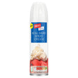 A 250g can of Jacks Real Dairy Spray Cream by Jacks, made with real dairy cream, shows sweetened whipped cream over strawberries and includes nutritional info on the front label.