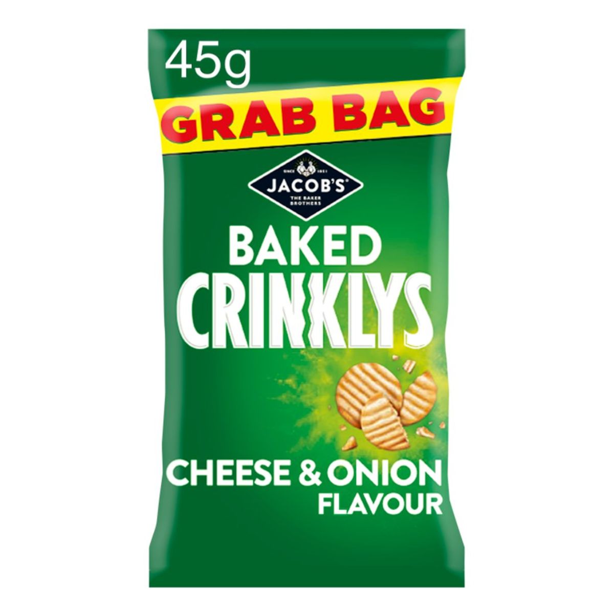 Jacobs - Baked Crinklys Cheese & Onion Grab Bag - 45g.