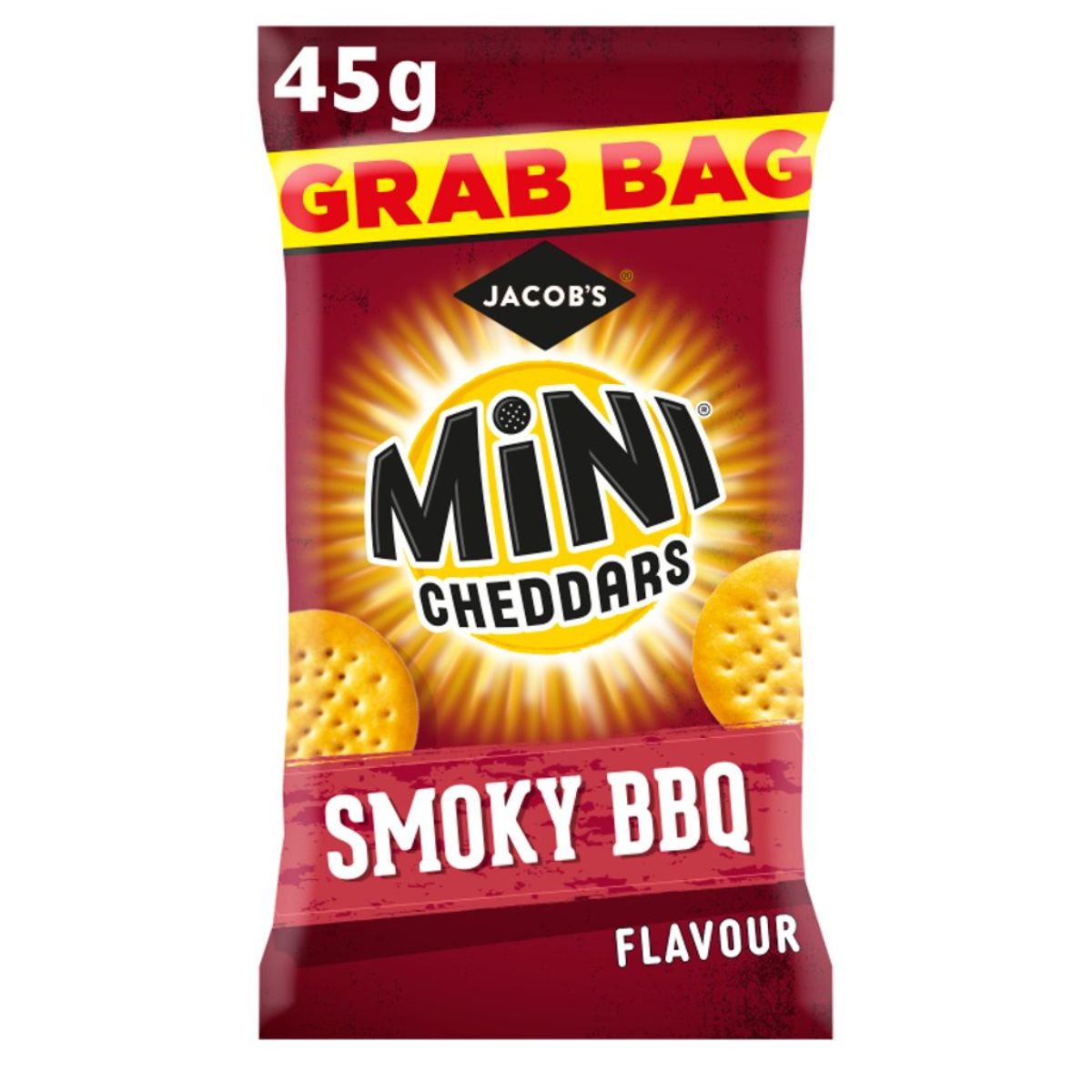Jacobs - Grab Bag Mini Cheddars Smoky BBQ Flavour Snacks - 45g.