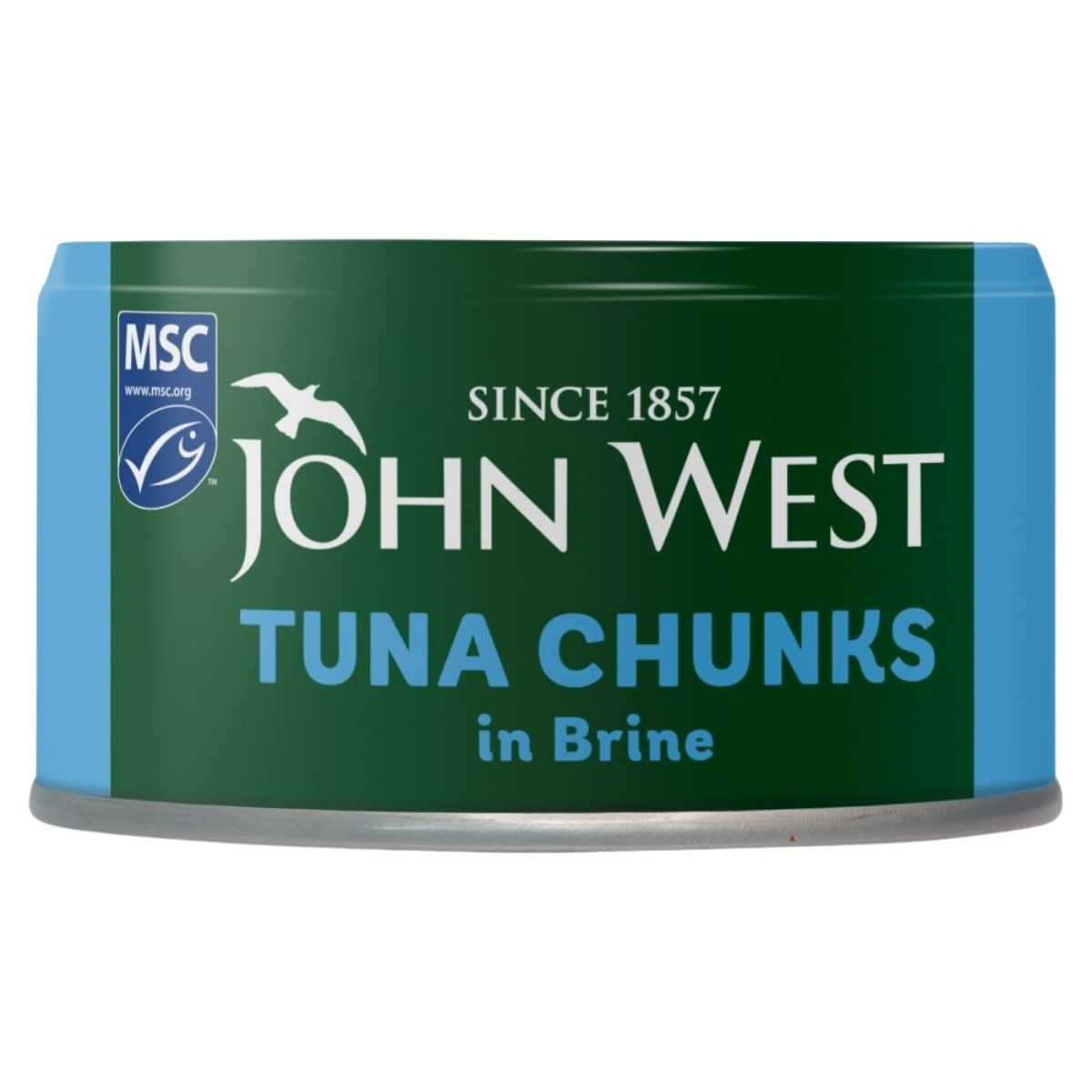 John West Tuna Chunks in Brine 125g, featuring MSC certification and green-blue packaging, offer a protein-packed meal.