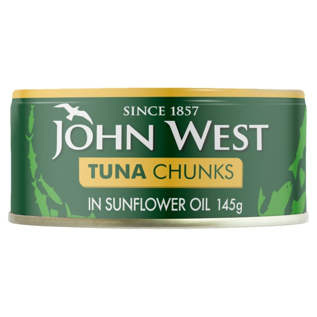 A 145g can of John West - Tuna Chunks in Sunflower Oil.