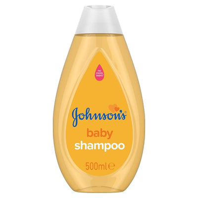 Johnson's Baby Shampoo for Sensitive Skin, 500ml, comes in a yellow liquid with a clear cap and "no more tears" label—perfect for gentle, soothing, and tear-free bath times.