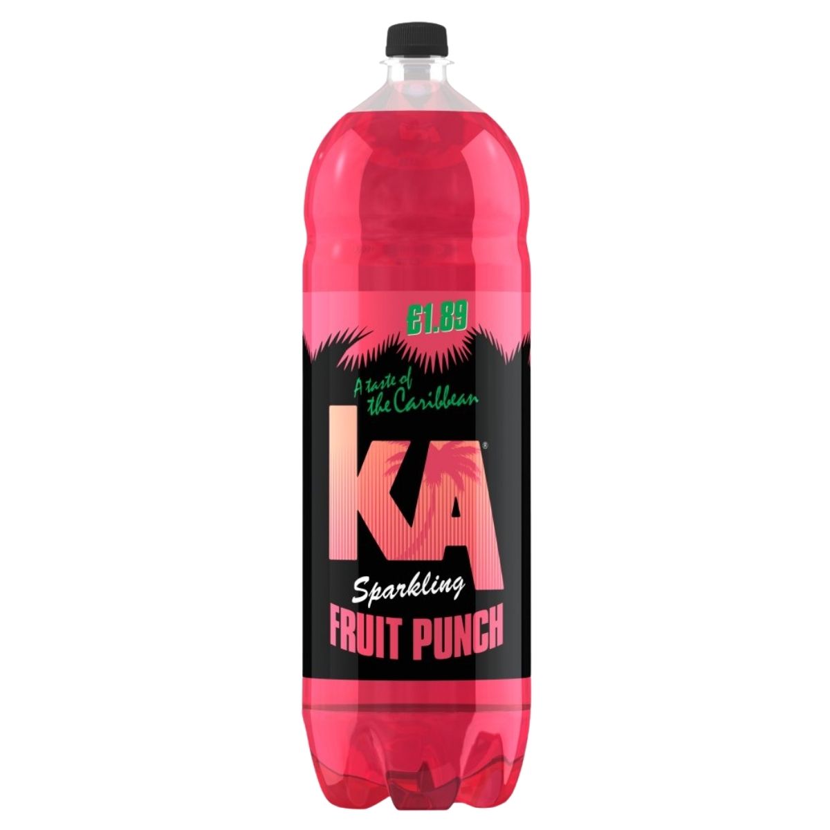 Bottle of KA Sparkling Fruit Punch on a white background