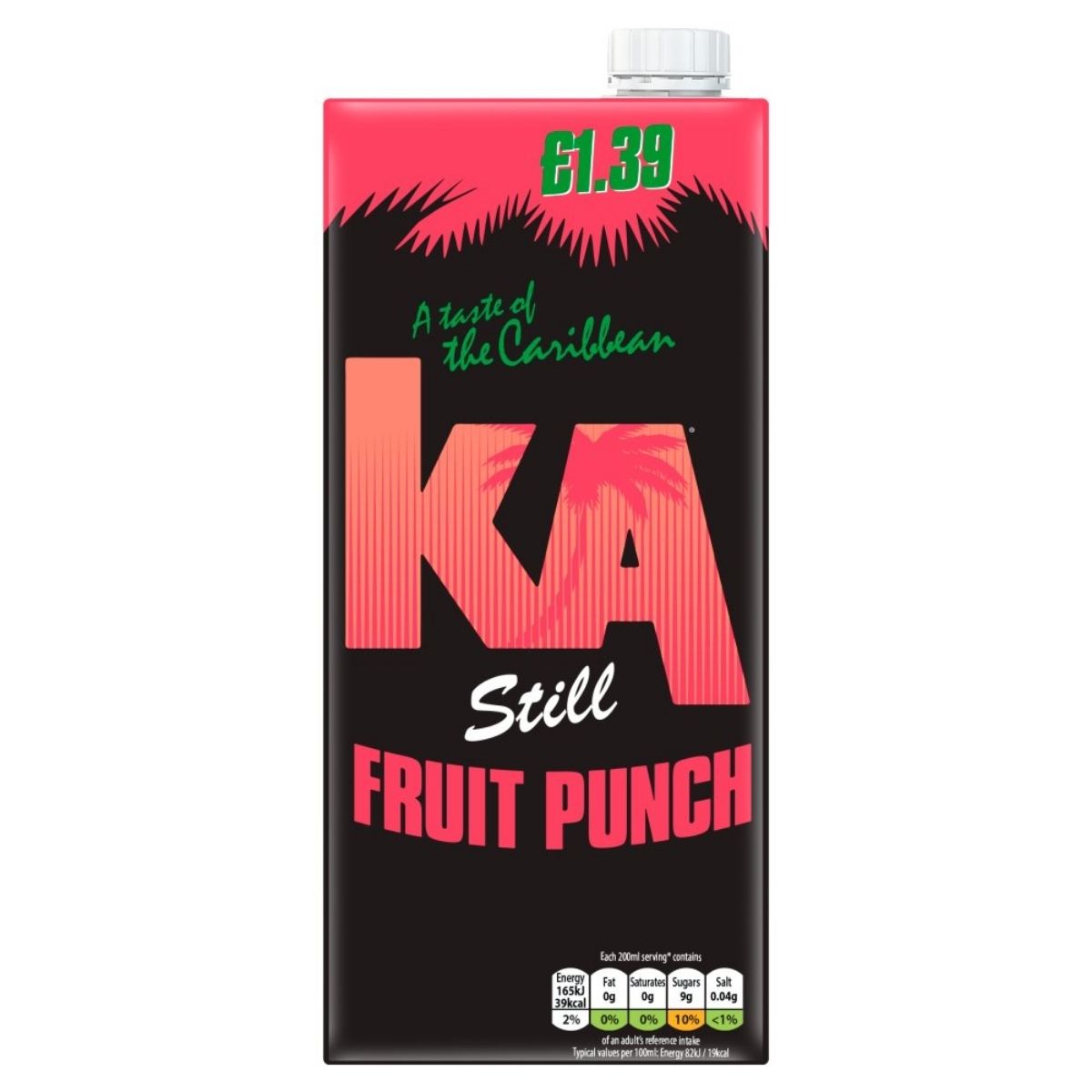 KA Still Fruit Punch packaging with pink and black design on a white background