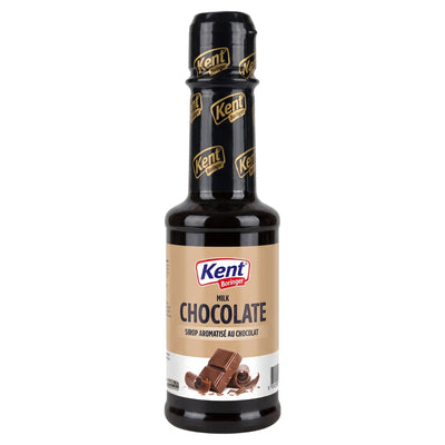 A 200ml bottle of Kent Boringer Milk Chocolate Flavoured Coffee Syrup with a graphic of chocolate pieces on the label.