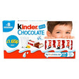 Kinder - Chocolate - 100g box contains 8 individually wrapped bars with creamy milky filling, featuring a child's face, glass of milk, and nutritional info on the front. Price: £1.65.