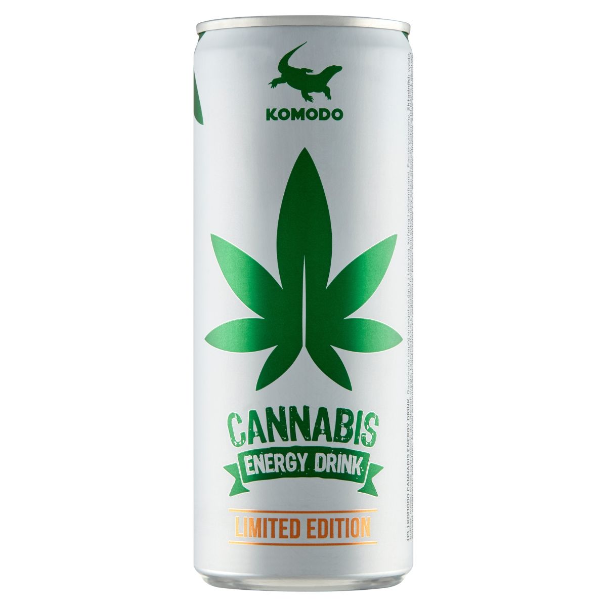 A can of Komodo - Cannabis Drink - 250ml on a white background.