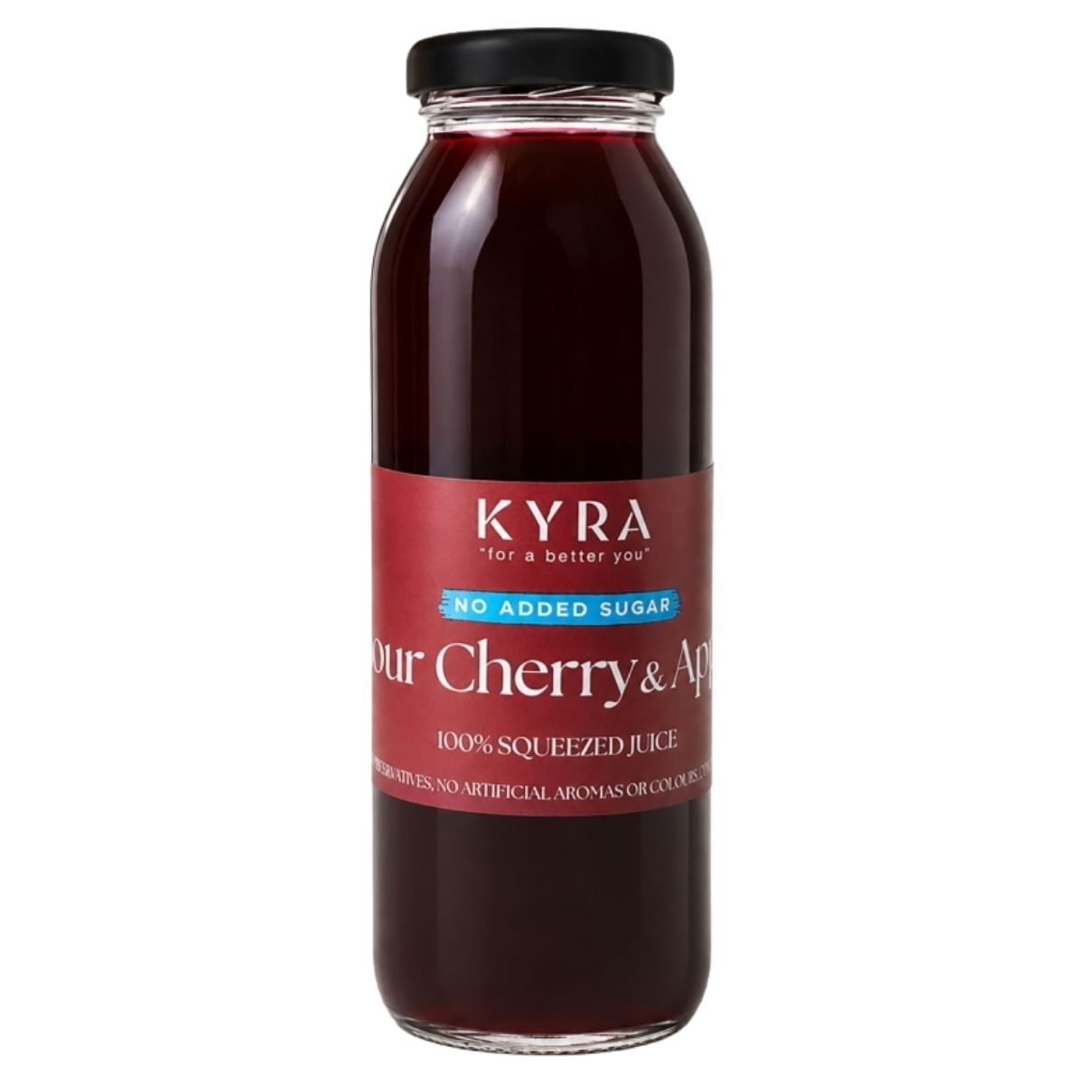 Kyra - No Added Sugar Sour Cherry & Apple Juice (250ml) combines refreshing, tangy flavors without added sugar—perfect for anyone seeking delicious cherry apple juice with a natural taste.