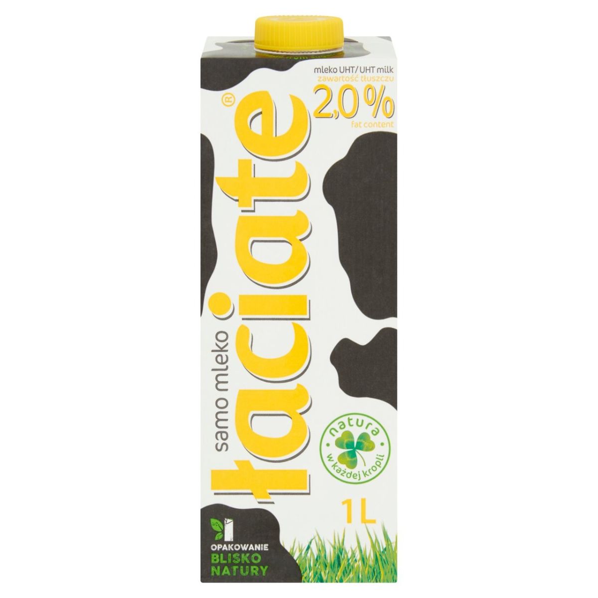 A carton of Laciate milk on a white background.