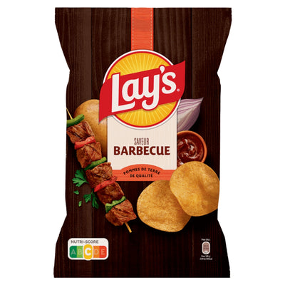 A 130g bag of Lays - Barbecue Flavoured Crisps (France).
