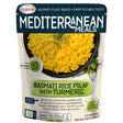 A 250g packet of Legurme Basmati Rice Pilaf With Turmeric features aromatic rice. The front shows a bowl of golden turmeric rice and highlights details about this flavorful Legurme basmati rice dish.