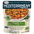 A 400g pack of Legurme Borlotti Beans in Tomato Sauce features a bowl of beans in rich tomato sauce with herbs, plus nutritional and flavor details on the front.