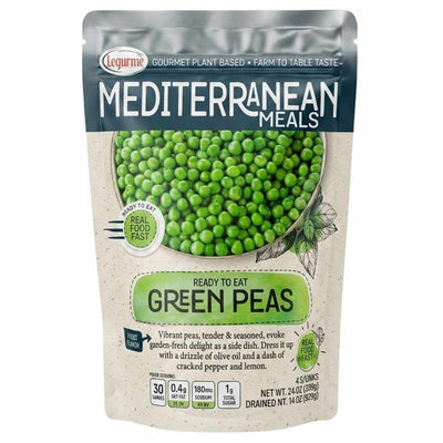 A 700g pack of Legurme Green Peas by Legurme, featuring an image of cooked peas and nutritional info on the front.