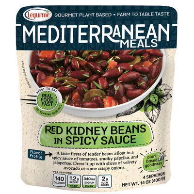 Legurme - Red Kidney Beans In Spicy Sauce (400g) features red kidney beans in a spicy tomato, smoky paprika, and jalapeño sauce. This plant-based protein meal shows beans in rich red sauce on the front. Brand: Legurme.