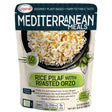 A 250g pack of Legurme Rice Pilaf With Roasted Orzo, showing product info and a photo of the ready-to-eat pilaf on the front.