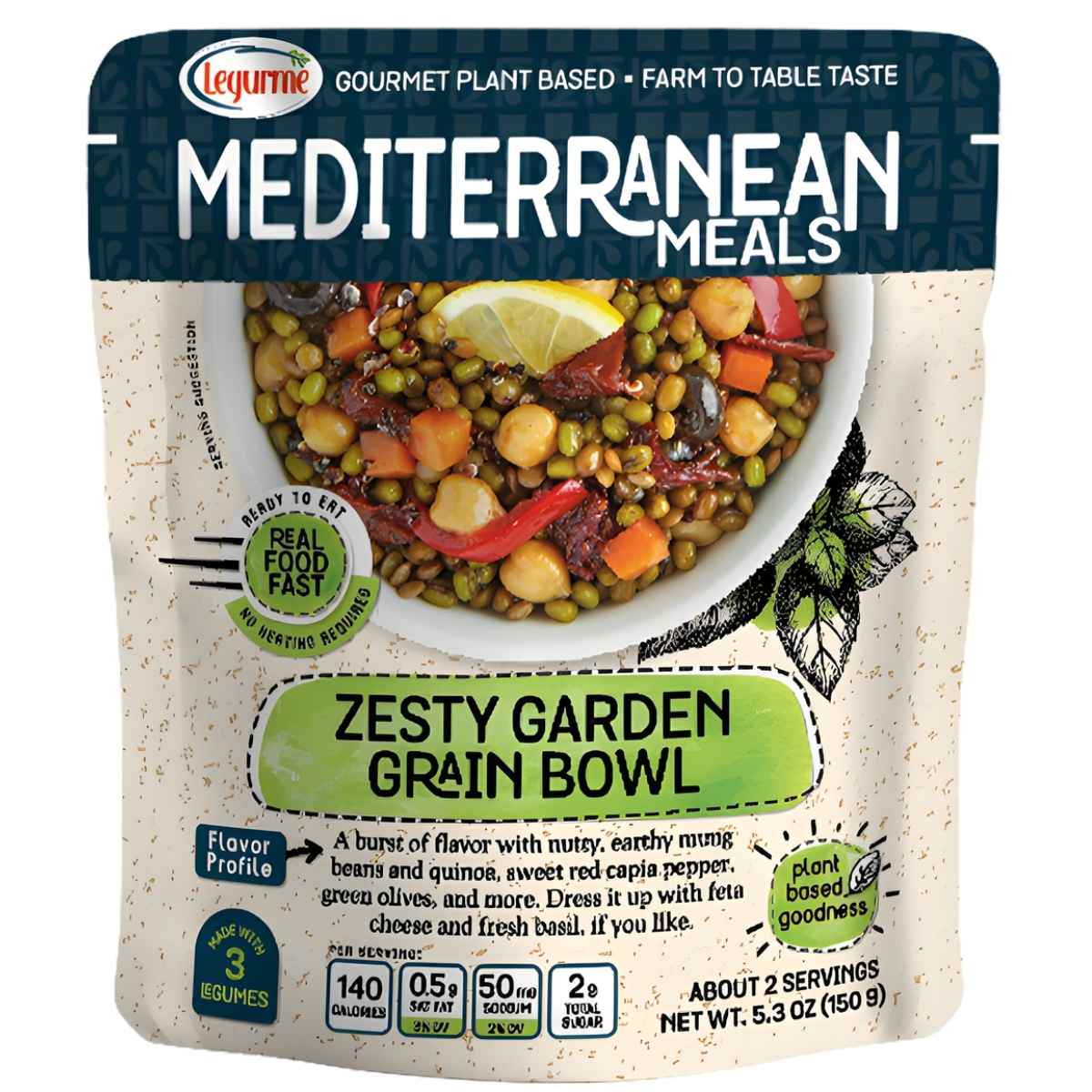 Legume Mediterranean Meals Zesty Garden Grain Bowl package on a white background