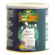 A 400g can of Lezzet Goat Cheese in brine, made from pasteurized goat milk, with images of goats and cheese plus multilingual labeling on the packaging.