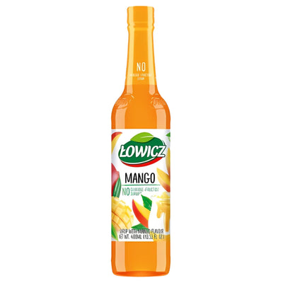 Lowicz Mango syrup bottle on a white background