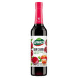 A 400ml bottle of Lowicz - Sour Cherry Syrup with a red cap, labeled "no sugar added" and displaying images of cherries and cherry juice on the front.