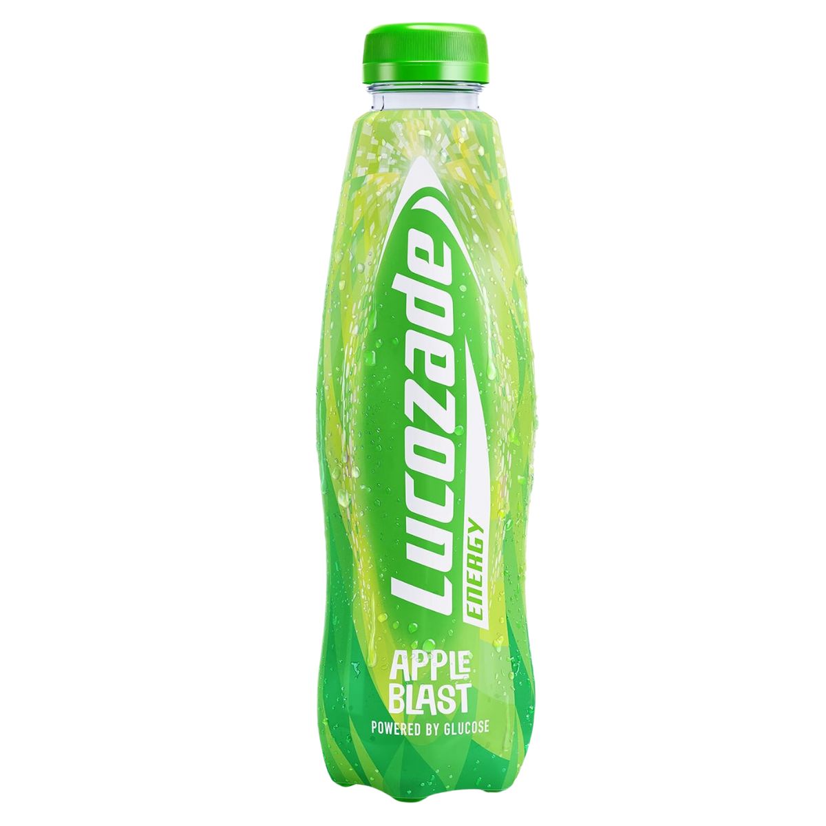 A bottle of Lucozade - Energy Apple Blast - 900ml on a white background.