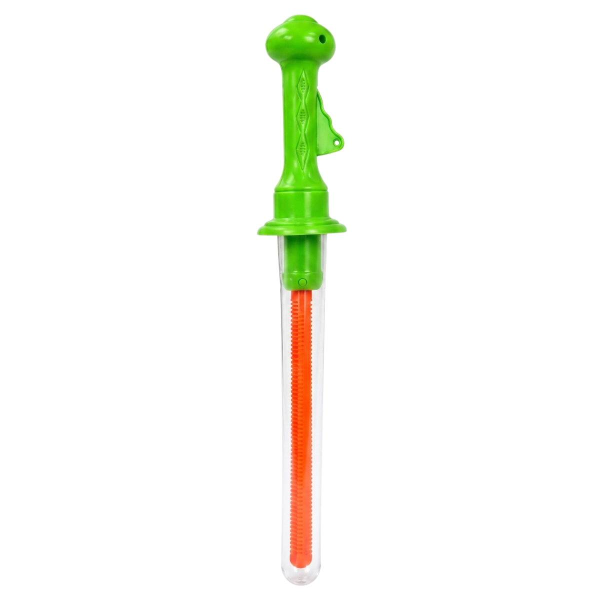 Maxxi Toys - Bubble Western Sword - 1Pcs is a green plastic bubble wand with an orange stick, housed in a transparent tube and specially designed for blowing soap bubbles, making it perfect for kids’ outdoor play.