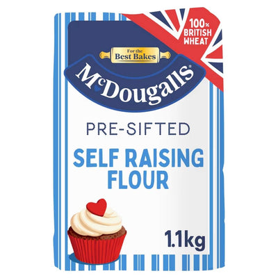 The McDougalls Self Raising Flour 1.1kg bag, made from 100% British wheat, is ideal for baking tasty treats every time.