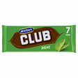 The McVities Club Mint Chocolate Bar 7 x 22g comes in a green wrapper with the logo and mint leaves, proudly highlighting this classic British favourite—each pack contains 7 delicious mint chocolate bars.