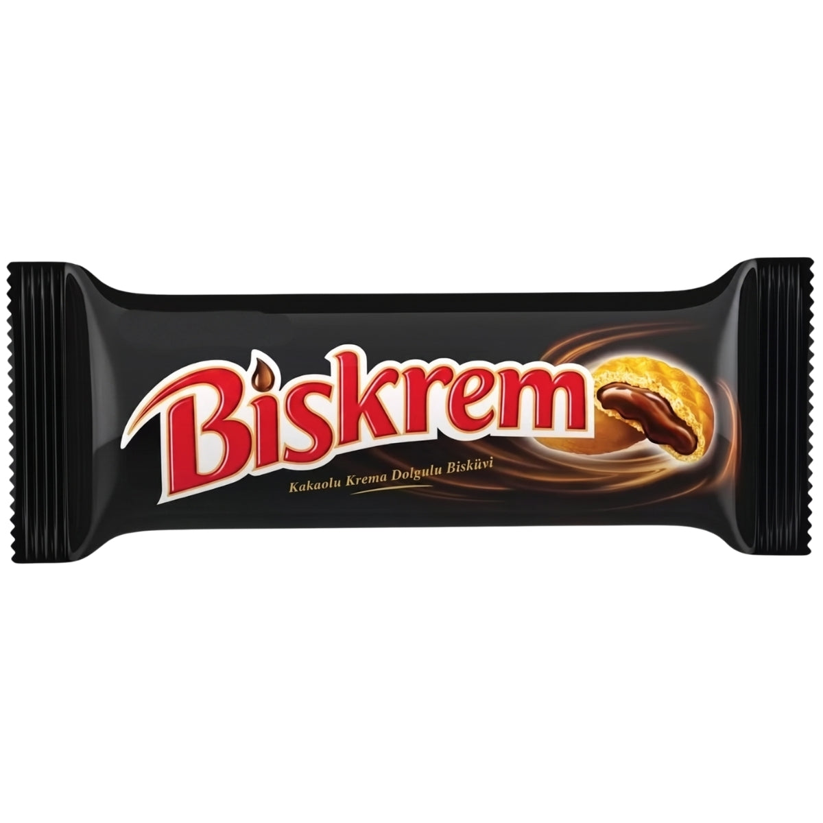 A package of Mcvitie’s Biskrem Cocoa Biscuits (80g), featuring the Mcvities branding and an image of a biscuit with rich chocolate filling on a black background, highlighting these popular cocoa cream biscuits.